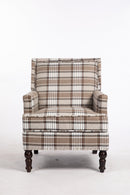 Upholstered Accent Chair with Brown Linen Fabric and Nailhead Trim by HouseOfZazla