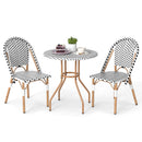 3 Piece French Bistro Table Chair Set with Outdoor Wicker Round Table and 2 Dining Chairs by DirectDeals