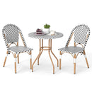 3 Piece French Bistro Table Chair Set with Outdoor Wicker Round Table and 2 Dining Chairs by LJGDeals