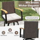 Set of 2 Outdoor 360¬∞ Swivel Bar Stool with Cushion and Acacia Wood Armrests by LJGDeals