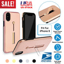 Finger Strap Phone Case for iPhone  8 Drop-prot ection Finger Ring Rugged Phone Case with Kickstand Dual Layer Case