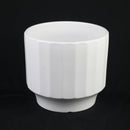 3-Piece White Stoneware Planter Set with Fluted Design