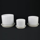 3-Piece White Stoneware Planter Set with Fluted Design by Florinia
