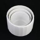 3-Piece White Stoneware Planter Set with Fluted Design