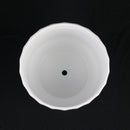 3-Piece White Stoneware Planter Set with Fluted Design