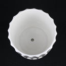 3-Piece White Ceramic Planter Pot Set with Fluted Design & Saucers