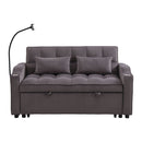 Modern Loveseat Futon Sofa With Pullout Bed, Adjustable Reclining Backrest, Toss Pillows by HouseOfZazla