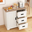 Farmhouse Sideboard Buffet Cabinet Kitchen Pantry with Sliding Doors-White by LJGDeals