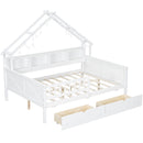 House Style Platform Bed With LED Lights, Storage Shelves, Drawers, And Guardrail by Unique Piece Furniture