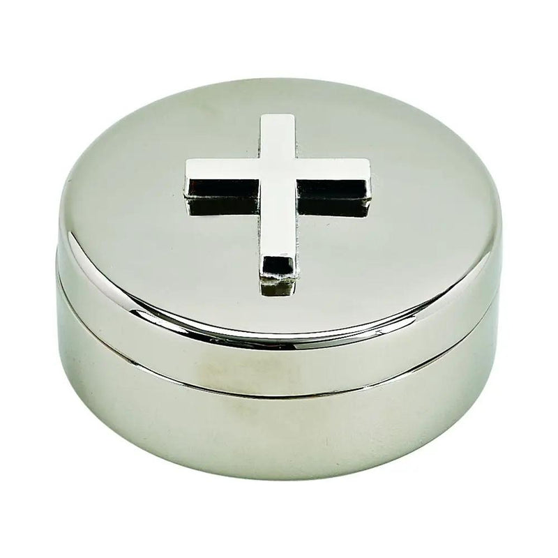 Round Covered Box With Cross On Lid
