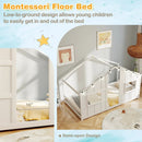 Twin Size House Bed with LED Lights Montessori Slat-free Floor Bed by LJGDeals