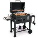 24-Inch Barrel Charcoal Grill with 2 Folding Side Tables and 544 sq.in Cooking Area by LJGDeals