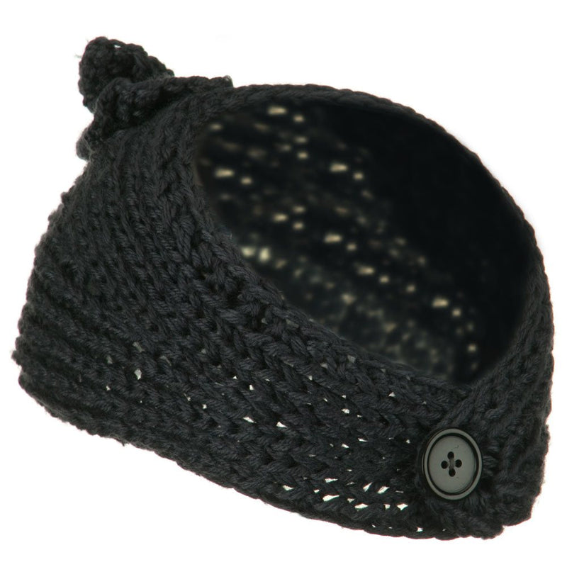 Button Closure Wide Knit Head Band