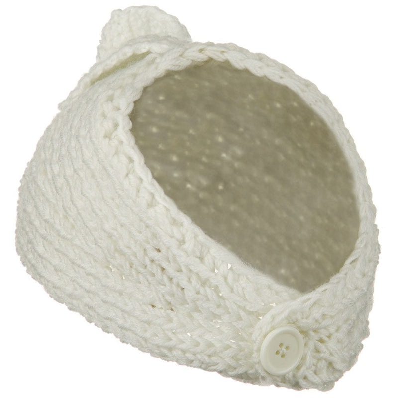 Button Closure Wide Knit Head Band