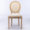 French Style Solid Wood Frame Antique Painting Fabric Rattan Back Dining Chair (Set of 2) by HouseOfZazla