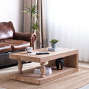Rustic Solid Wood Coffee Table With Open Shelf, Modern Farmhouse Design - Light Natural / Natural by HouseOfZazla