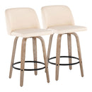 Toriano - Contemporary Fixed-Height Counter Stool & Swivel With Round Footrest (Set of 2) by HouseOfZazla