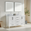 Freestanding Double Bathroom Vanity With Extra Black Handles - White by HouseOfZazla