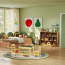 3-IN-1 Kids Furniture: Kids Table Chairs Set + Bookshelf + White Play Kitchen Sets by LJGDeals