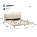 Beige Chunky Headboard Bed Frame with Solid Rubberwood Legs, Cal-King by HouseOfZazla
