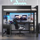 Gaming Loft Bed With Desk, Storage Shelves, LED And Charging Station by HouseOfZazla