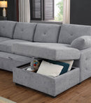 Nyhan - Upholstered Corner Sectional With Pull Out Loveseat And Storaged Chaise - Light Gray by HouseOfZazla