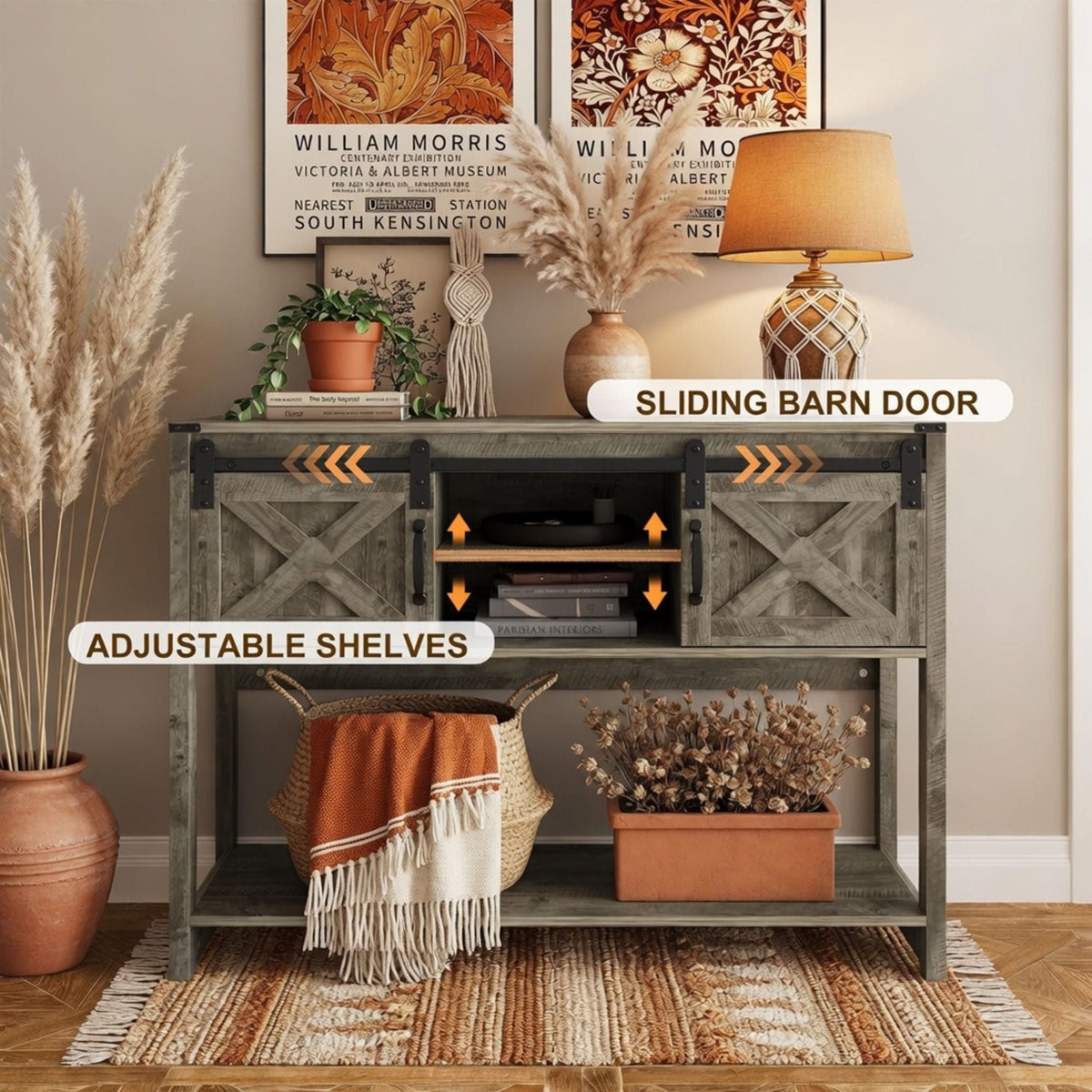 Farmhouse Entryway Table With Sliding Barn Door, photo 9 of 40