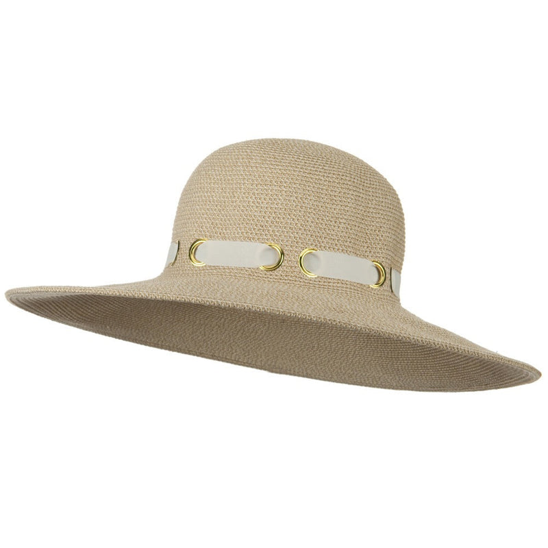 UPF 50+ Wide Flat Brim Black Trim Hat