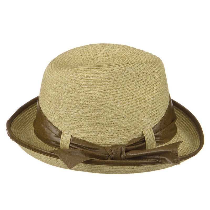 UPF 50+ Slanted Leather Brim Fedora
