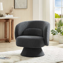 360 Degree Swivel Sherpa Accent Chair Modern Style Barrel Chair with Toss Pillows for home office, living room, bedroom, Dark Grey