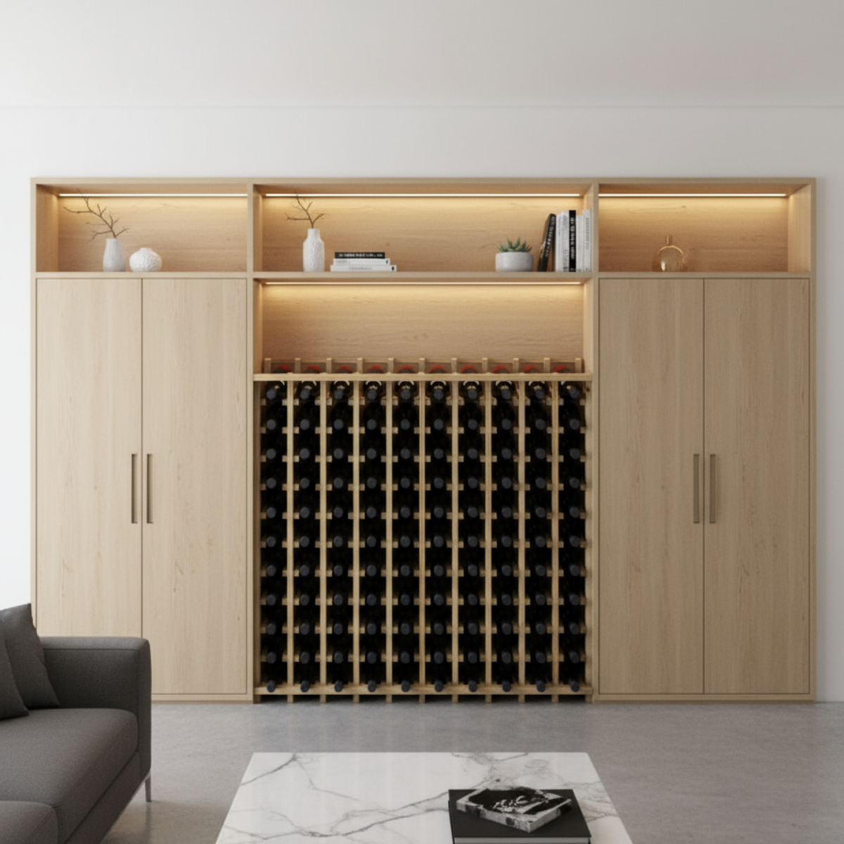 Wooden Pine Wine Rack Base Unit Insert Customizable Bottle Storage for 100+ Bottles, photo 3 of 6