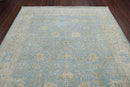 9x12 Blue, Beige Hand Knotted Afghan Oushak 100% Wool Traditional Oriental Area Rug