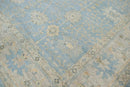 9x12 Blue, Beige Hand Knotted Afghan Oushak 100% Wool Traditional Oriental Area Rug