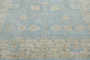 9x12 Blue, Beige Hand Knotted Afghan Oushak 100% Wool Traditional Oriental Area Rug