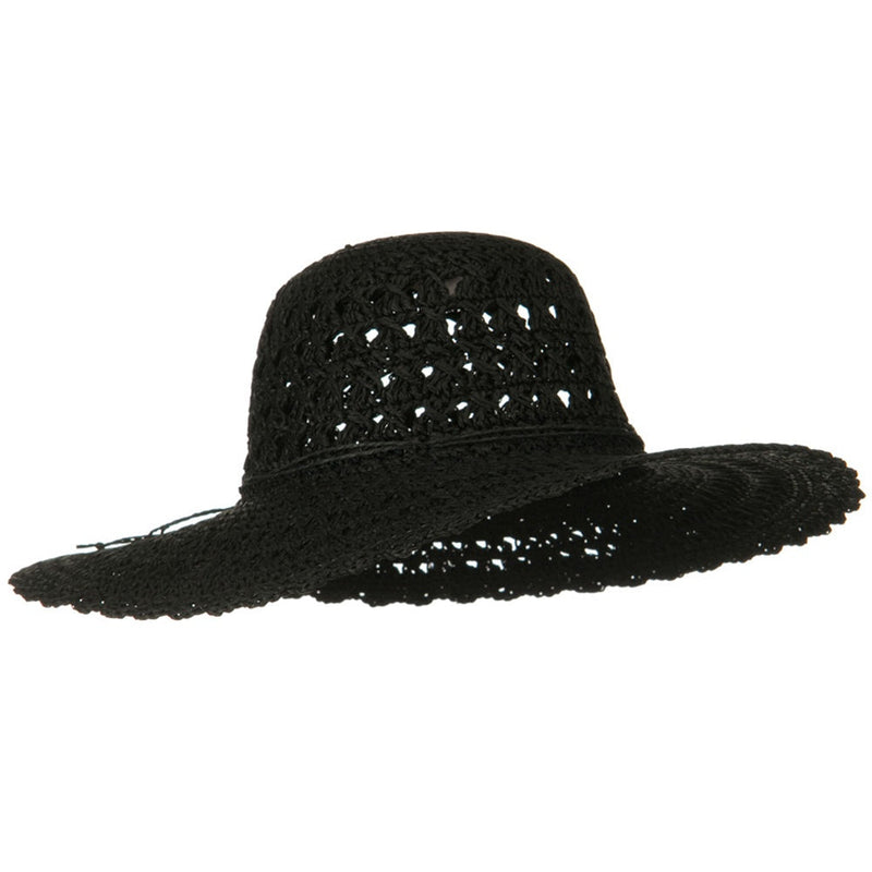Toyo 5 Inch Flat Brim Fancy Crochet Hat
