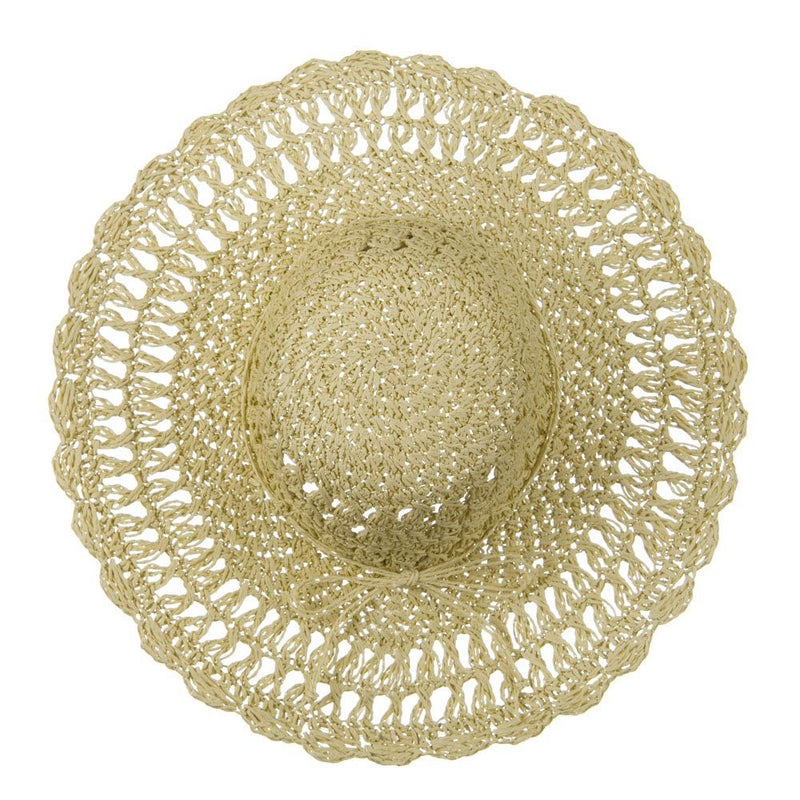 Toyo 5 Inch Flat Brim Fancy Crochet Hat