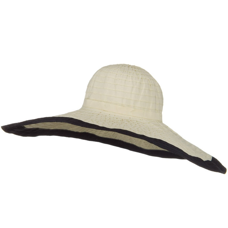 Ribbon 8 Inch Wide Brim Edge Self Tie Hat