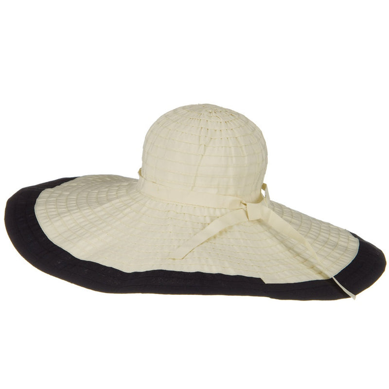Ribbon 8 Inch Wide Brim Edge Self Tie Hat