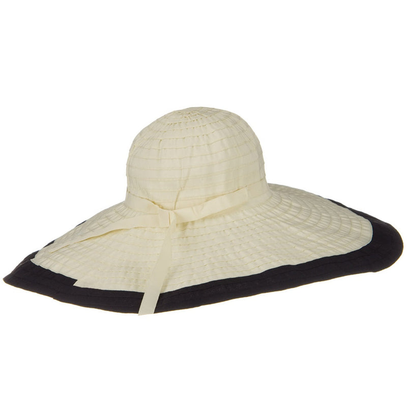Ribbon 8 Inch Wide Brim Edge Self Tie Hat
