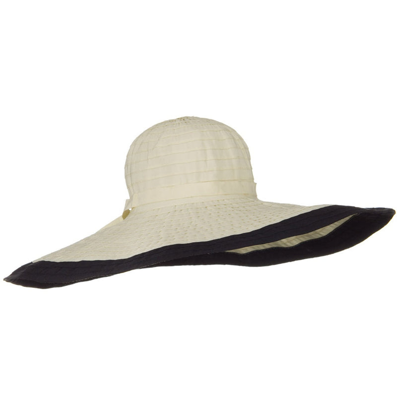 Ribbon 8 Inch Wide Brim Edge Self Tie Hat