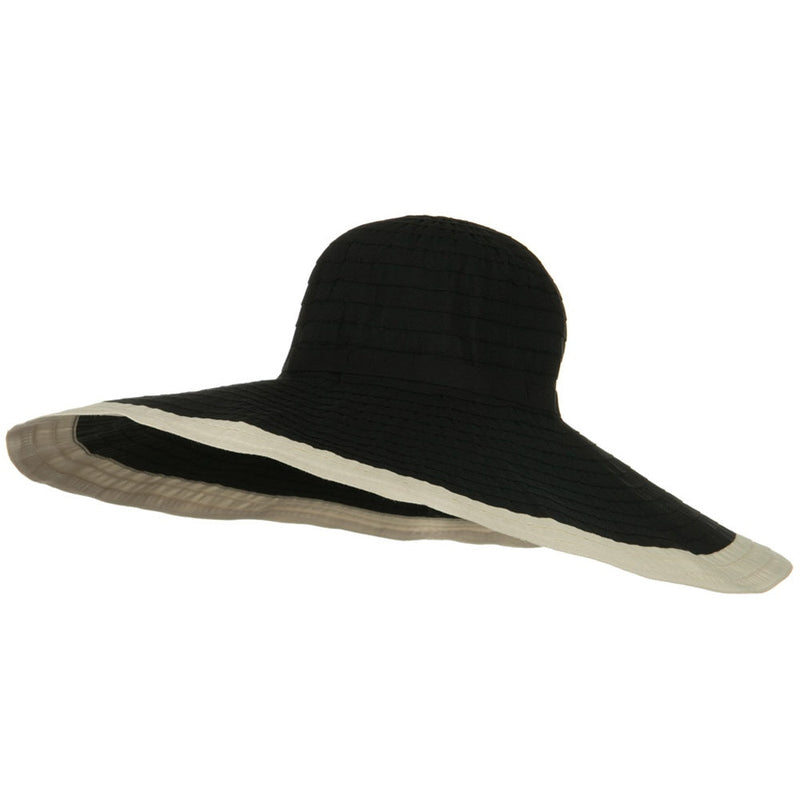 Ribbon 8 Inch Wide Brim Edge Self Tie Hat