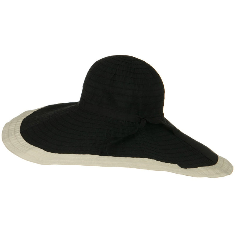 Ribbon 8 Inch Wide Brim Edge Self Tie Hat