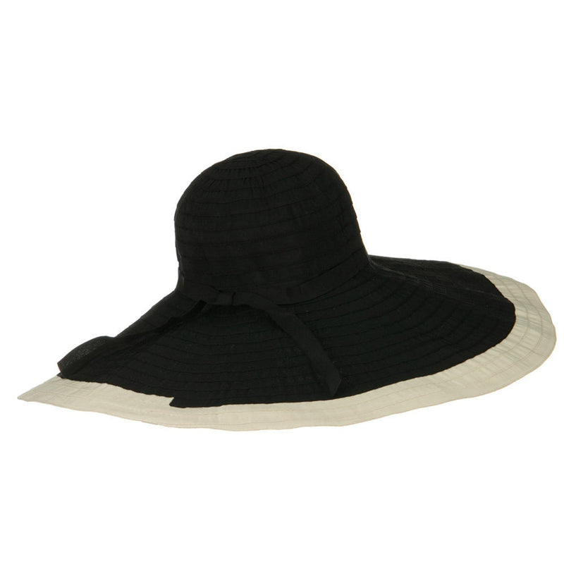 Ribbon 8 Inch Wide Brim Edge Self Tie Hat