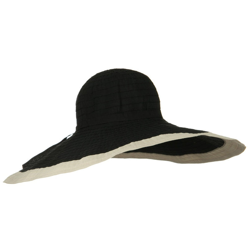Ribbon 8 Inch Wide Brim Edge Self Tie Hat