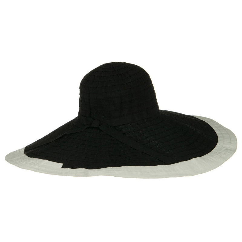 Ribbon 8 Inch Wide Brim Edge Self Tie Hat
