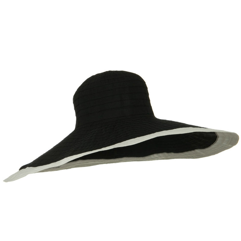 Ribbon 8 Inch Wide Brim Edge Self Tie Hat