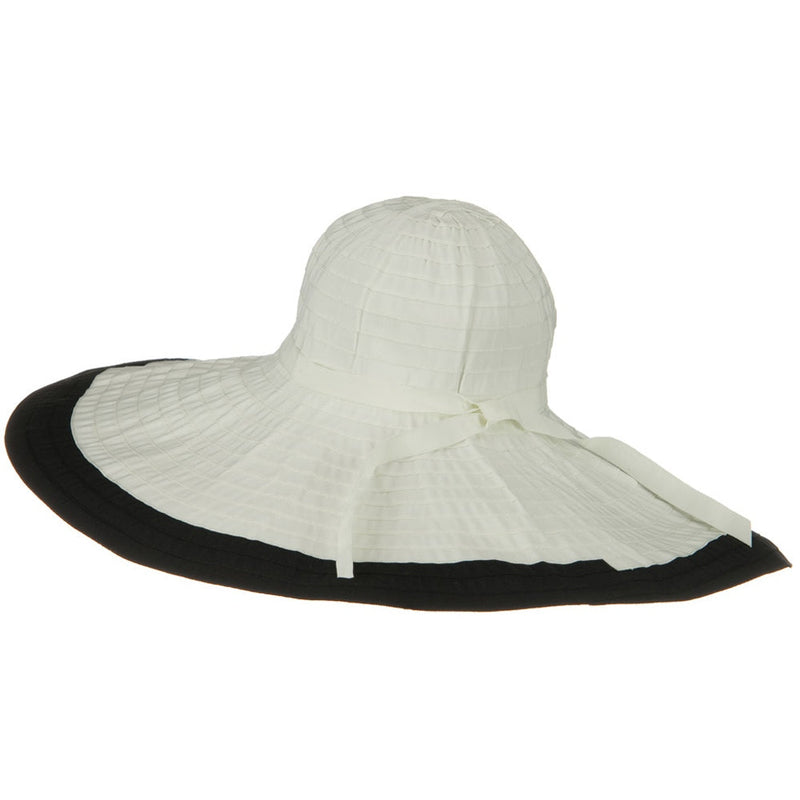 Ribbon 8 Inch Wide Brim Edge Self Tie Hat