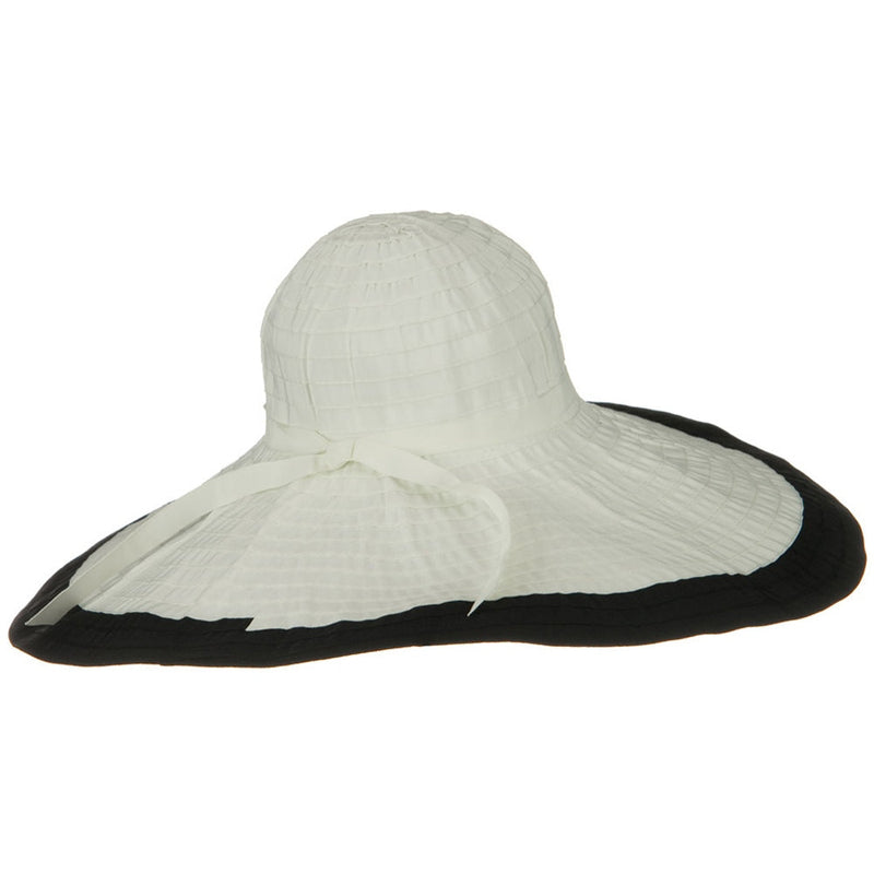 Ribbon 8 Inch Wide Brim Edge Self Tie Hat