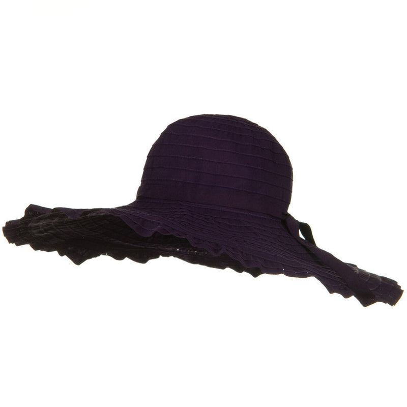 Ribbon With Ruffle 6 Inch Flat Brim Hat