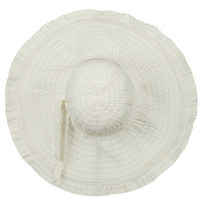Ribbon With Ruffle 6 Inch Flat Brim Hat